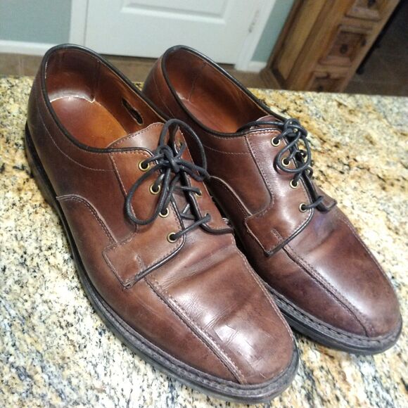 Allen Edmonds Leather Mapleton Bicycle Toe Shoes Men\'s 10 D Brown Leather Derby